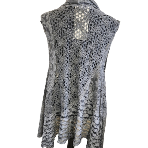 VINTAGE CONCEPT draped open front cardigan sleeveless vest grey size large - Picture 2 of 5
